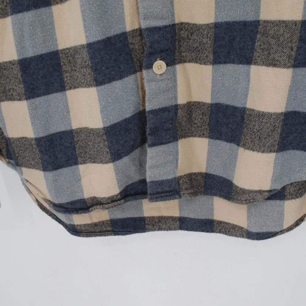 FOLK flannel shirt men's 2 long sleeve button down plaid cotton one pocket